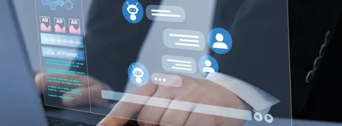 AI assistant dashboard on laptop enabling real-time chatbot support and smart automation.&nbsp;