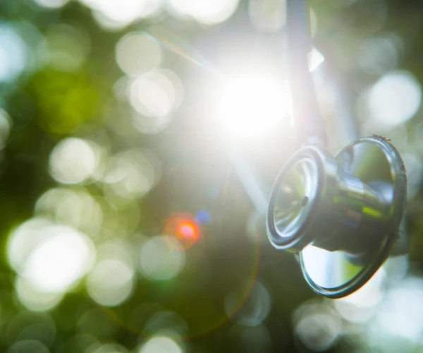 Stethoscope glowing in sunlight &ndash; symbol of hope, healing and the future of compassionate healthcare.&nbsp;