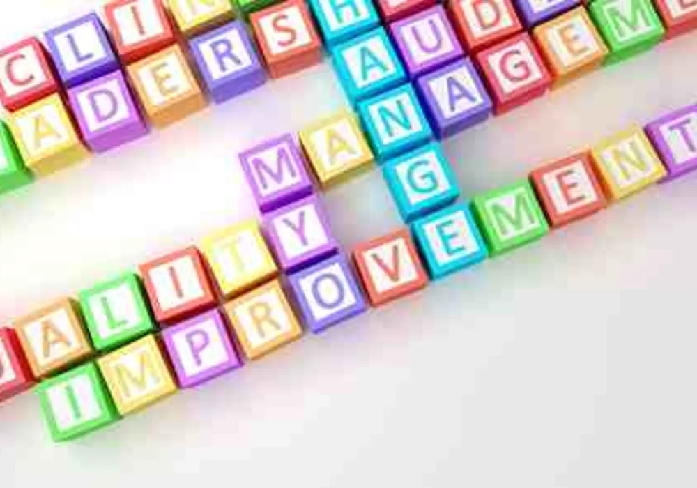 Letter blocks spelling out quality words