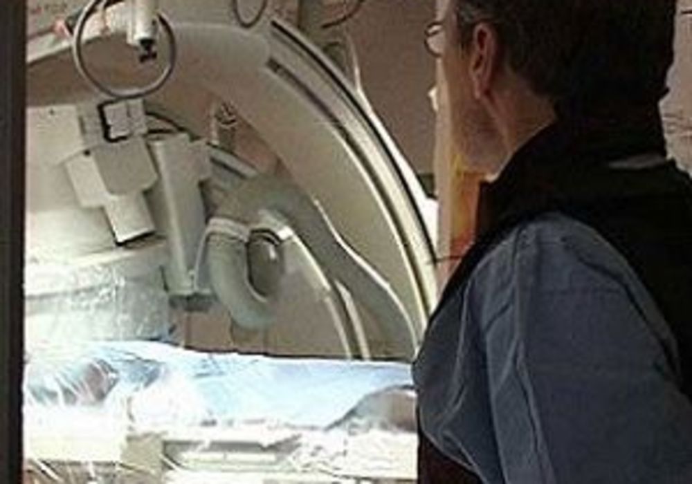 patient undergoing interventional radiology procedure