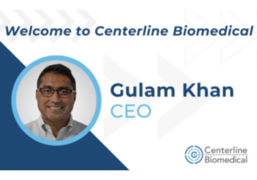 Centerline Biomedical Announces Gulam Khan as Chief Executive Officer