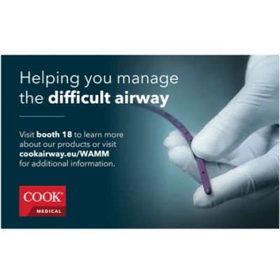 Helping you manage the difficult airway . Visit booth 18 to learn more about our products or visit cook airway.eu/WAMM for additional information