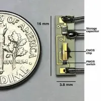 The internal components of a battery-less pacemaker introduced this week by Rice University and the Texas Heart Institute. The pacemaker can be inserted into the heart and powered by a battery pack outside the body, eliminating the need for wire leads and