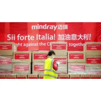 Mindray staff is checking the first package of supplies for Italy