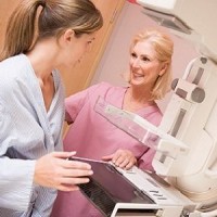 patient about to have a mammogram 