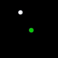 Black background and white and green light