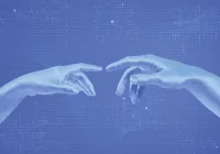 AI and Digital Transformation &ndash; Robotic Hands Symbolising Digital Twin Technology