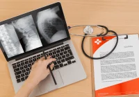 Medical Document on Laptop &ndash; Digital Healthcare Records and Online Consultation Concept
