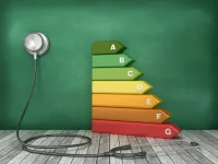 Stethoscope with energy efficiency chart symbolising sustainable healthcare and eco-friendly hospital practices&nbsp;
