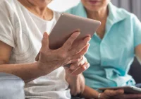 Senior women using digital tablets for online communication and health management&nbsp;