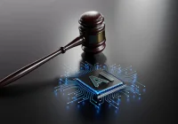 Gavel on microchip symbolising AI regulation and legal governance of technology&nbsp;