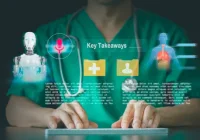 Doctor using AI assistant for radiology workflow and clinical decision support.&nbsp;