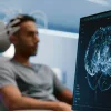 Patient undergoing advanced brain imaging, supporting neurological assessment, neurotechnology research and AI-assisted diagnostic care.