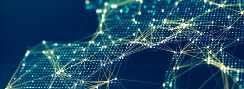 Abstract digital network map of Europe, representing connectivity, data sharing and cross-border digital infrastructure.
