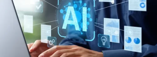 AI-powered data analytics concept with digital reports, workflow automation and decision support for healthcare management.