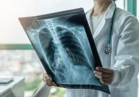 Chest X-ray evaluation – doctor interpreting radiology results for accurate diagnosis 
