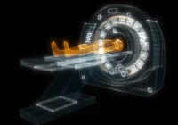 3D rendering of a CT scanner illustrating advanced medical imaging technology, precision diagnostics and innovation in radiology equipment design. 