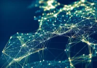 Abstract digital network map of Europe, representing connectivity, data sharing and cross-border digital infrastructure.