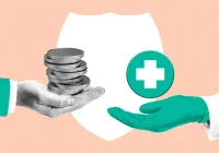 Healthcare financing concept, supporting insurance coverage, cost management, financial protection and healthcare access.