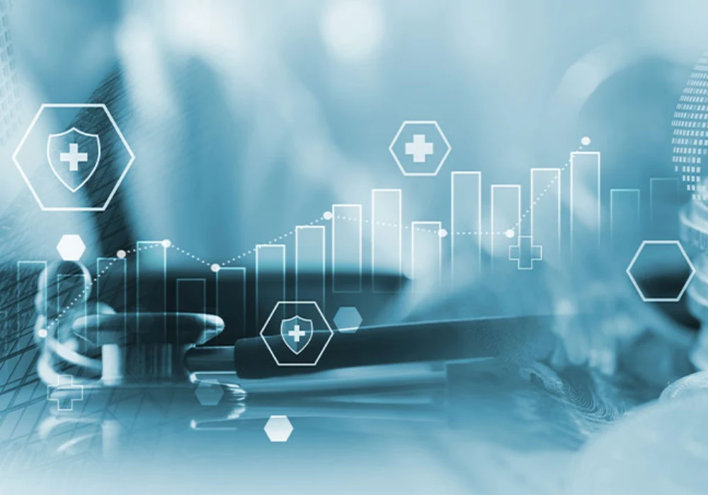 Healthcare finance analytics illustrating cost management, investment trends and value-based care performance.