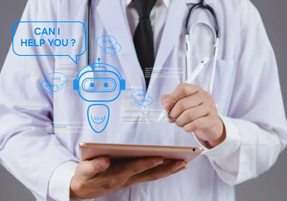 AI healthcare chatbot assisting clinicians.