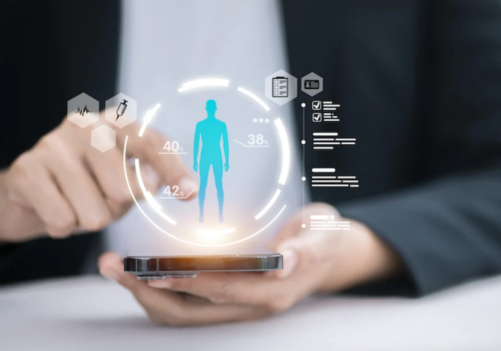 Digital patient analytics interface, supporting remote monitoring, personalised care, health data management and clinical decision-making.