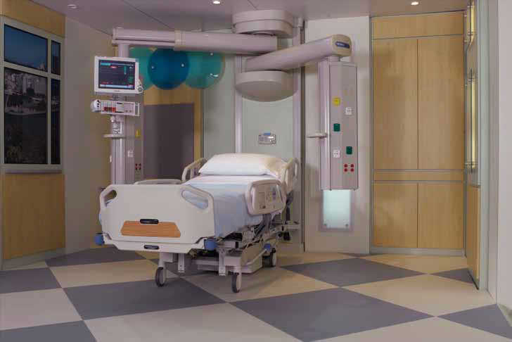 Ceiling-mounted double medical pendant / articulated / with column Latitude® Hill-Rom Ceiling-mounted double medical pendant / articulated / with column Latitude® Hill-Rom