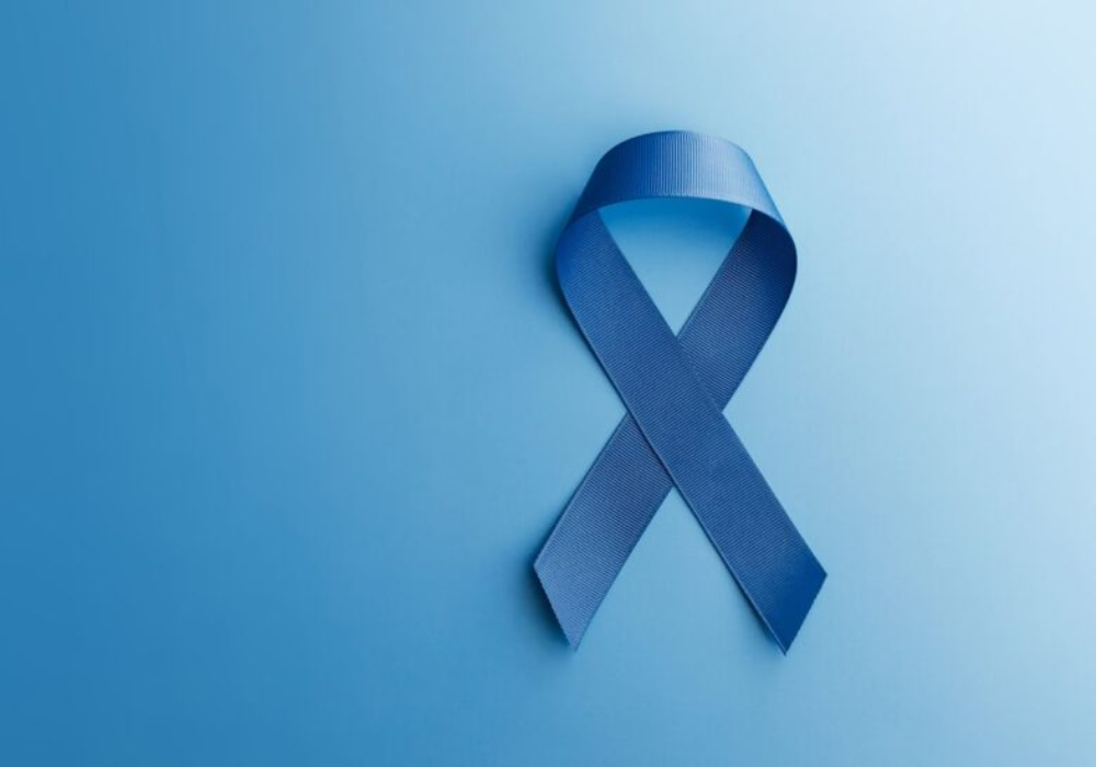 Blue awareness ribbon, supporting prostate cancer awareness, screening campaigns and patient education.