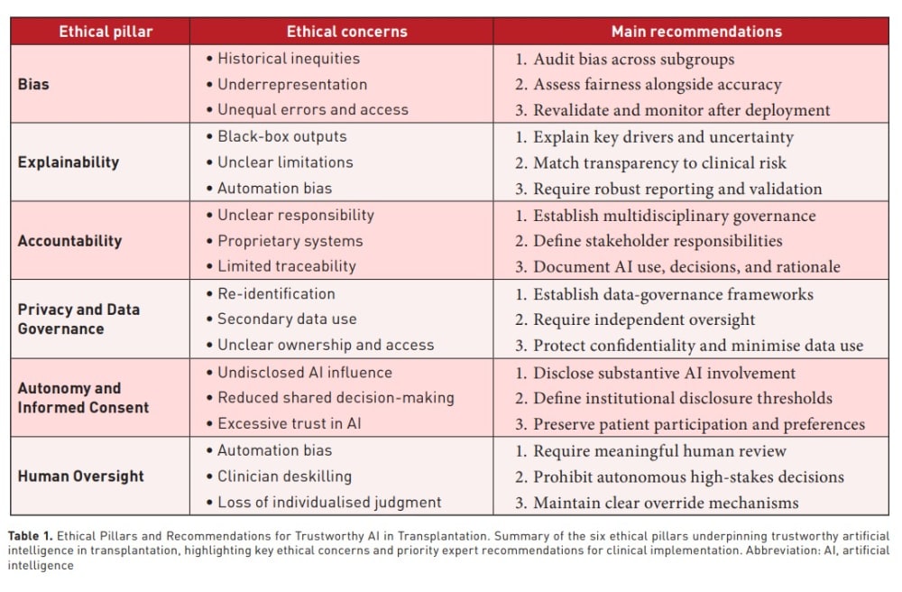 Table 1 Ethical Pillars and Recommendations