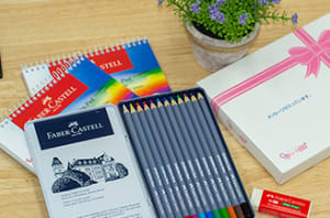 【ギフト電報】ファーバーカステルの色鉛筆とスケッチブック付きの電報が新発売