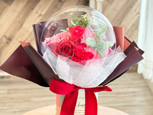 【バルーンフラワー電報】バルーンシャボンフラワーとキラキラHAPPYBOX電報のセットを新発売