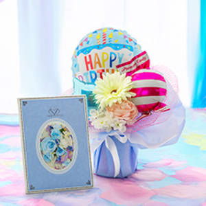 ハート電報バルーンアレンジ ハッピーバースディ！