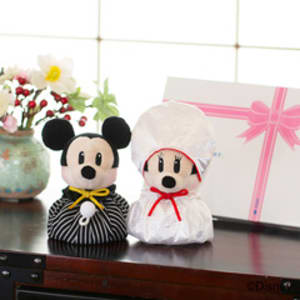 【ディズニー】ミッキーマウス＆ミニーマウス 和装ウェディングマスコット＋ドキドキHAPPYBOX電報