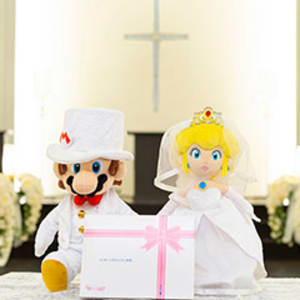 マリオ＆ピーチ姫 ウェディングぬいぐるみ+ドキドキHAPPYBOX電報