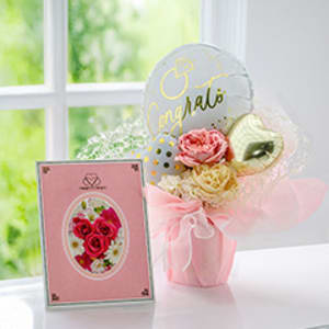 ハート電報バルーンアレンジ コングラッツ！リング（ローズ）