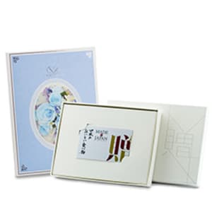 カタログギフトMade in Japan(06) with 日本のおいしい食べ物(橙)＋ハート電報ロイヤルフラワーブルー