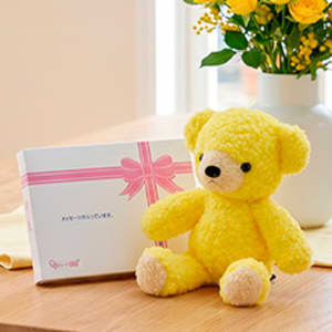 【日本製】クマのフカフカ(M)たんぽぽ＋ドキドキHAPPYBOX電報