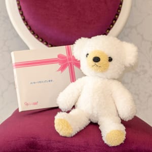 【日本製】クマのフカフカ(M)ユニコーン ホワイト＋ドキドキHAPPYBOX電報