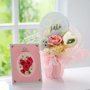 ハート電報バルーンアレンジ コングラッツ！リング（ローズ）