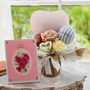 ハート電報バルーンアレンジ モカロゼ