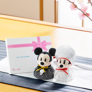 【ディズニー】ミッキーマウス＆ミニーマウス 和装ウェディングマスコット＋ドキドキHAPPYBOX電報