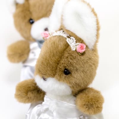 日本製】くまのマックとうさぎのラッキー ウェディングぬいぐるみ電報