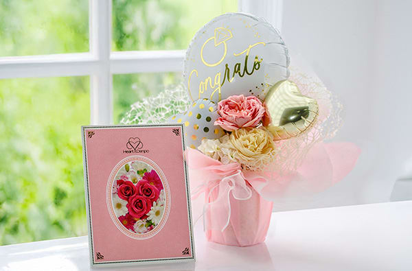 ハート電報バルーンアレンジ コングラッツ！リング（ローズ）