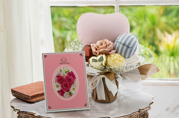 ハート電報バルーンアレンジ モカロゼ