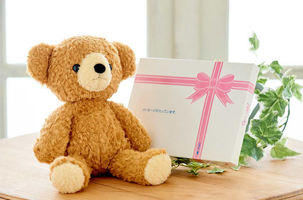 【日本製】クマのフカフカ(M)ブラウン＋ドキドキHAPPYBOX電報