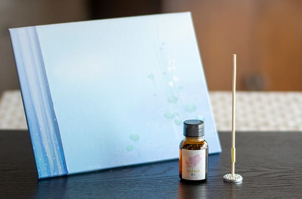 火を使わないお線香「残心」お悔やみ電報 うたかた セット