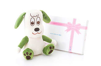 ワンワン 洗えるぬいぐるみ＋ドキドキHAPPYBOX電報