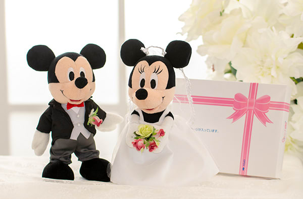 【ディズニー】ミッキーマウス＆ミニーマウス ウェディングドール＋ドキドキHAPPYBOX電報
