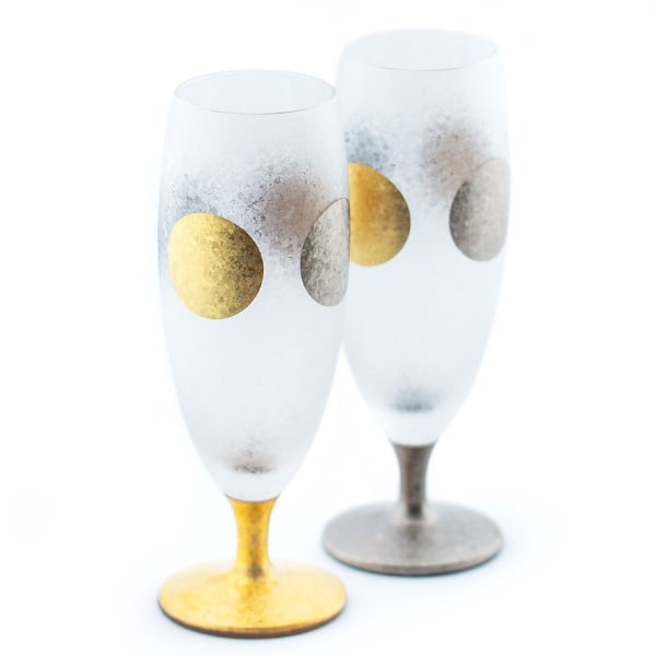 〈The Premium Nippon Taste〉日月ワイングラス＋キラキラHAPPYBOX電報ショコラ