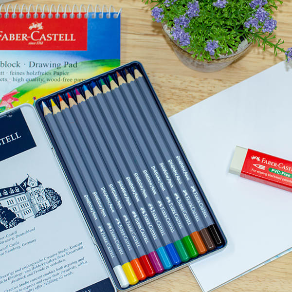 〈ファーバーカステル〉ゴールドファーバー 水彩12色＆スケッチブックセット＋ドキドキHAPPYBOX電報